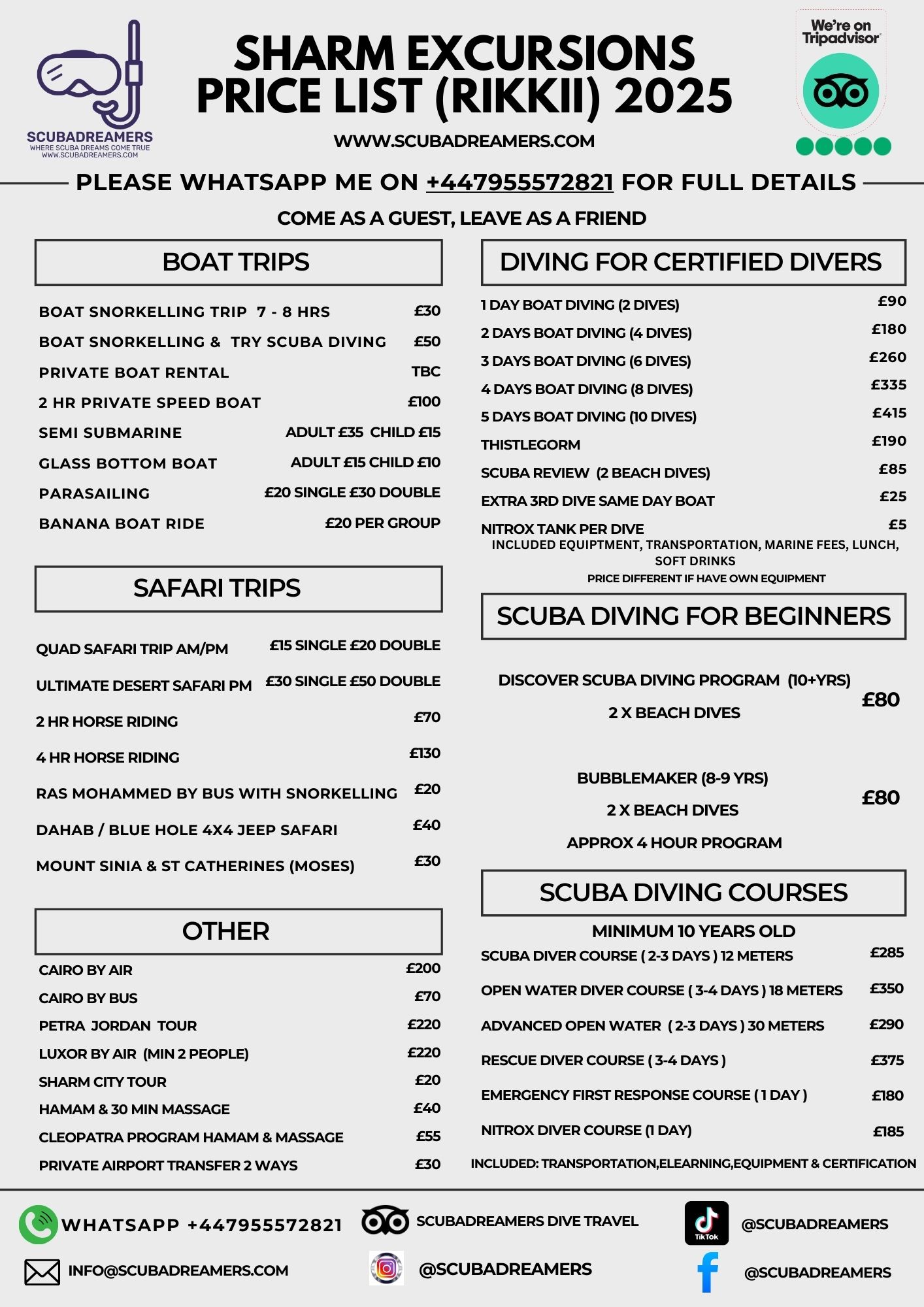 Sharm price list 2025